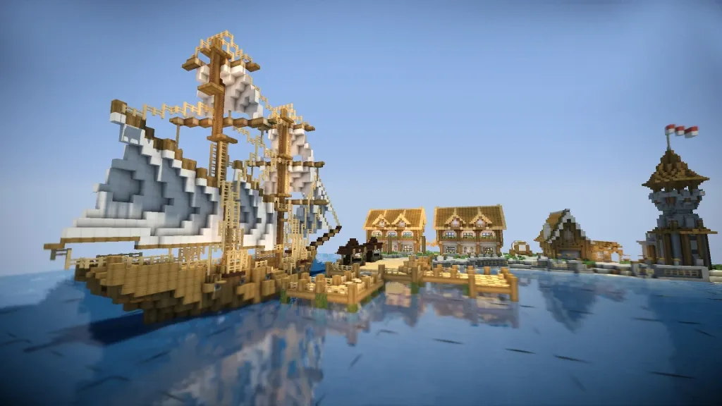 Screenshot of a Minecraft server world, showcasing a custom environment created for multiplayer gameplay.