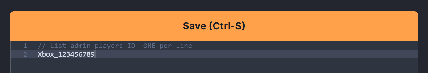 Server File with Xbox User ID Highlighted